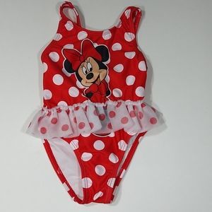 Baby Girls Bathing Suit Size 6/9M Minnie Mouse Red